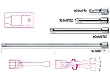 BETA   920AN/ 50 PROLUNGA QUADRO MASCHIO E FEMMINA ANGOLARE 1/2" MM 50
