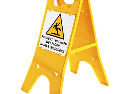 SEGNALE PAVIMENTO BAGNATO CAVALLETTO IN PLASTICA GIALLA MM600X300