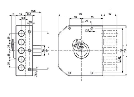 MOTTURA SERRATURA APPLICARE DOPPIA MAPPA LATERALE ENTRATA MM63 SX 20.500