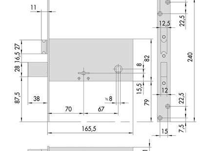 CISA SERRATURA DA INFILARE A DOPPIA MAPPA PER FASCE ENTRATA MM70 AMBIDX