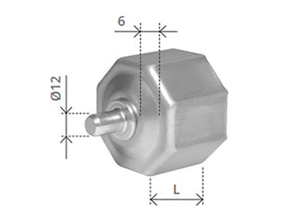 BOLIS CALOTTA CON PERNO BOMBATA PER RULLO TAPPARELLE OTTAGONALE