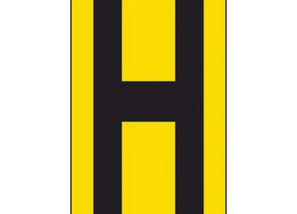 LETTERA ADESIVA NERA FONDO GIALLO MM 56X100 (H)