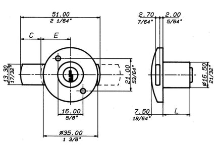 MERONI SERRATURA PER MOBILI CON CILINDRO MM.20 ART.2131 BIANCO