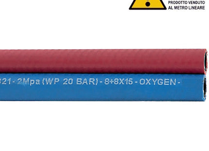 TUBO PER SALDATURA BINATO OSSIGENO/ACETILENE D.MM8X15 BLU/ROSSO AL MTL