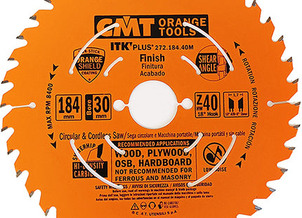 CMT LAMA SOTTILE PER LEGNO PRECISO TRAVERSO VENA D.MM184X1,7X30 Z 40