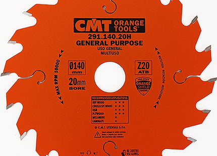 CMT LAMA PER TAGLIO LEGNO LUNGO E TRAVERSO VENA D.MM140X2,4X20 Z 20