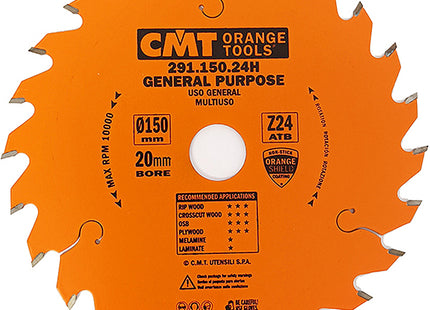 CMT LAMA PER TAGLIO LEGNO LUNGO E TRAVERSO VENA D.MM150X2,4X20(+16) Z 24