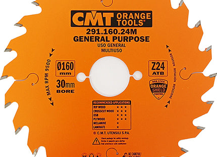 CMT LAMA PER TAGLIO LEGNO LUNGO E TRAVERSO VENA D.MM160X2,2X30 Z 24