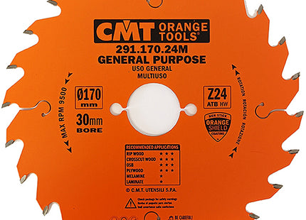 CMT LAMA PER TAGLIO LEGNO LUNGO E TRAVERSO VENA D.MM170X2,6X30 Z 24