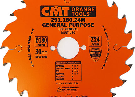 CMT LAMA PER TAGLIO LEGNO LUNGO E TRAVERSO VENA D.MM180X2,6X30 Z 24