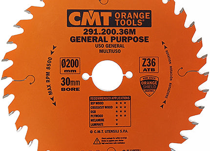 CMT LAMA PER TAGLIO LEGNO LUNGO E TRAVERSO VENA D.MM200X2,8X30 Z 36