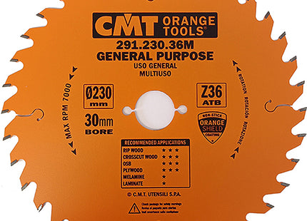 CMT LAMA PER TAGLIO LEGNO LUNGO E TRAVERSO VENA D.MM230X2,8X30 Z 36