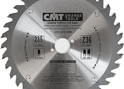CMT LAMA PER TAGLIO LEGNO LUNGO E TRAVERSO VENA D.MM235X2,8X30 Z 36