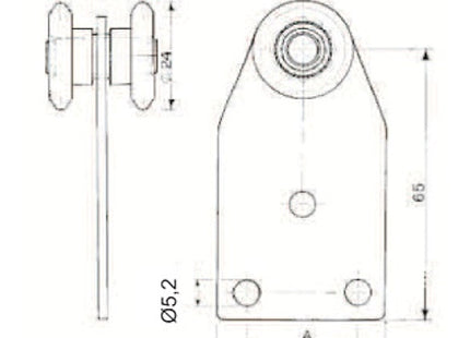 NOVA-FERR CARRELLO A 2 CUSCINETTI IN ACCIAIO ZINCATO D.MM24 PORT.KG30