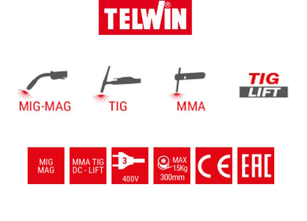TELWIN SALDATRICE MULTIFUNZIONE MMA/MIG/TIG MASTERMIG 275I 400V
