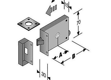 BONAITI SERRATURA DA APPLICARE PER PORTONCINO ART.189 ENTRATA MM.45 DX