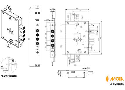 MOIA SERRATURA DA APPLICARE ART.664/281DFB ENTRATA MM73 AMBIDX*