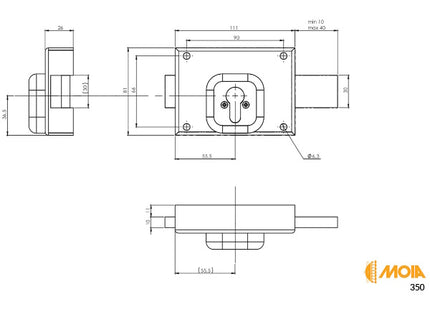 MOIA FERROGLIETTO DA APPLICARE CON PREDISPOSIZIONE PER CILINDRO ART.350