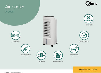 QLIMA RAFFRESCATORE D'ARIA PORTATILE MOD. LK 3006 BIANCO/NERO