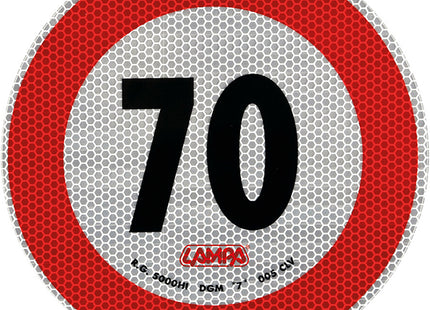 LAMPA SEGNALE ADESIVO OMOLOGATO D.MM 200 LIMITE DI VELOCITA  70 KM/H