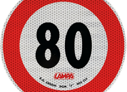 LAMPA SEGNALE ADESIVO OMOLOGATO D.MM 200 LIMITE DI VELOCITA  80 KM/H