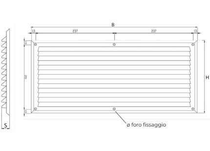 LA VENTILAZIONE GRIGLIA IN ABS DA SOVRAPPORRE CON RETE MM500X227 BIANCO