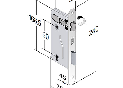 BONAITI SERRATURA PATENT GRANDE ENTRATA MM45 BRONZATA ART.040T