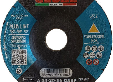 GLOBE DISCO DA SBAVO A CENTRO DEPRESSO D.MM125X6,5X22,23 INOX