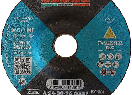 GLOBE DISCO DA SBAVO A CENTRO DEPRESSO D.MM125X6,5X22,23 INOX