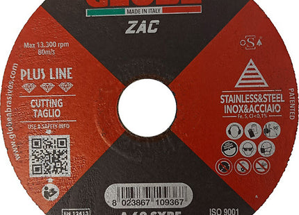 GLOBE DISCO DA TAGLIO PIANO D.MM115X1,6X22,23 INOX/ACCIAIO