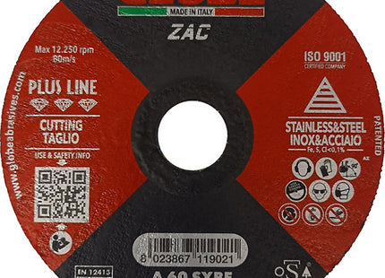 GLOBE DISCO DA TAGLIO PIANO D.MM125X1,6X22,23 INOX/ACCIAIO