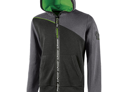 U-POWER FELPA CON CAPPUCCIO JUPITER COLORE ASPHALT GREY TG.M