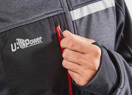 U-POWER FELPA IN TESSUTO CON ZIP GALAXY COLORE ASPHALT GREY TG.M