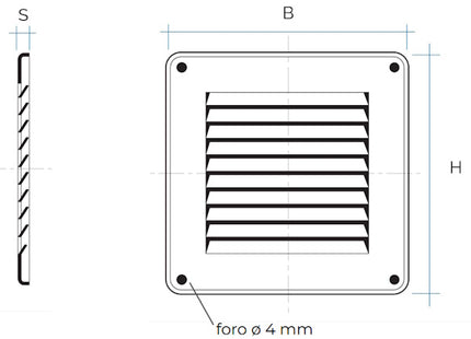 LA VENTILAZIONE GRIGLIA METALLO DA SOVRAPPORRE MM140X140 BIANCO