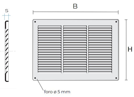 LA VENTILAZIONE GRIGLIA METALLO DA SOVRAPPORRE MM340X240 BIANCO
