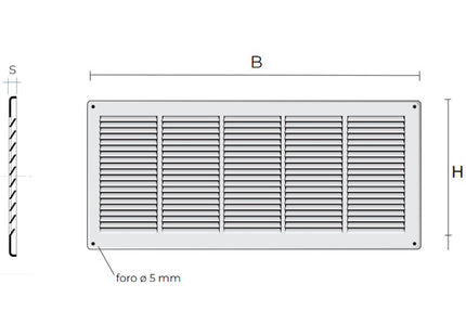 LA VENTILAZIONE GRIGLIA METALLO DA SOVRAPPORRE MM540X240 BIANCO
