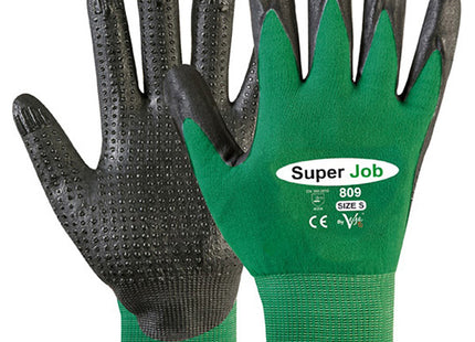 GUANTI MOD. 809 PUNTINATO IN PVC COLORE VERDE/NERO TG M