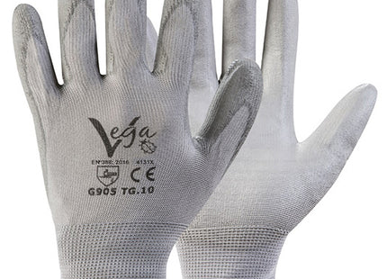 GUANTI BOX MOD. 905 NYLON E POLIURETANO GRIGIO CONF.DA 12 PAIA TG 6