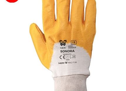 GUANTI BOX MOD. SONORA JERSEY E NBR BIANCO/GIALLO CONF.DA 12 PAIA TG 9