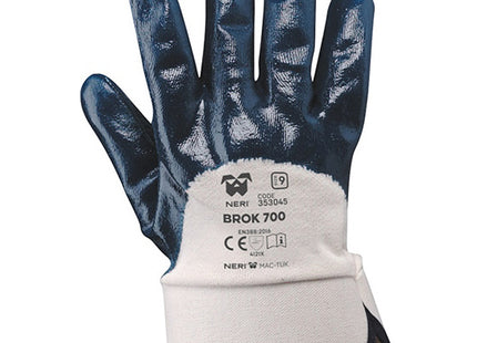 GUANTI MOD. BROK 700 IN JERSEY E NBR COLORE BIANCO/BLU TG10