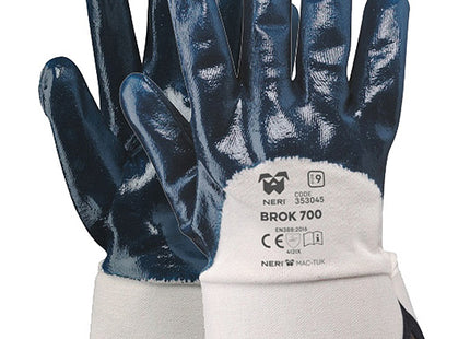GUANTI MOD. BROK 700 IN JERSEY E NBR COLORE BIANCO/BLU TG10