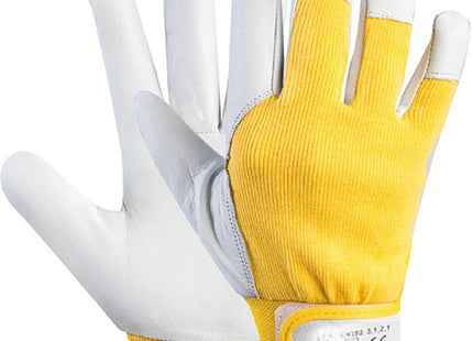 GUANTI IN FIORE DI MAIALINO E COTONE MOD. G520 COLORE BIANCO/GIALLO TG 9