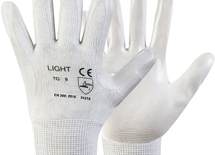 GUANTI MOD. LIGHT IN NYLON E NITRILE COLORE BIANCO/GRIGIO TG10