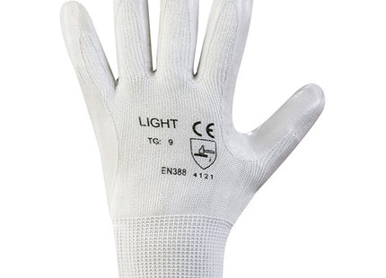 GUANTI MOD. LIGHT IN NYLON E NITRILE COLORE BIANCO/GRIGIO TG10