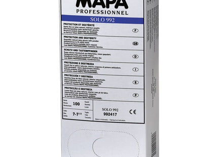 GUANTI MAPA MOD. SOLO 992 IN LATTICE BIANCO CONF.DA PZ100 TG S*