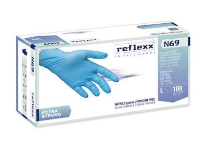 GUANTI REFLEXX MOD. EXTRA STRONG N69 IN NITRILE BLU CONF.DA PZ100 TG L