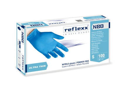 GUANTI REFLEXX MOD. N80B IN NITRILE COLORE BLU CONF.DA PZ.100 TG L