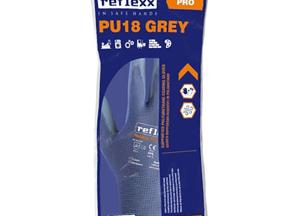 GUANTI REFLEXX MOD. PU18 GREY IN POLIURETANO COLORE GRIGIO TG XL
