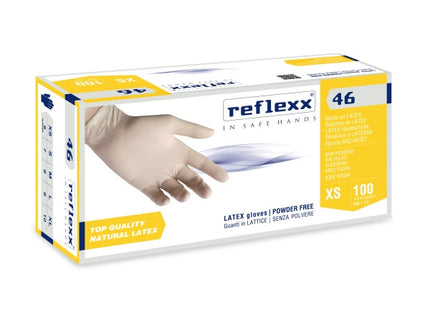 GUANTI REFLEXX MOD. R46 IN LATTICE COLORE BIANCO CONF.DA PZ.100 TG M