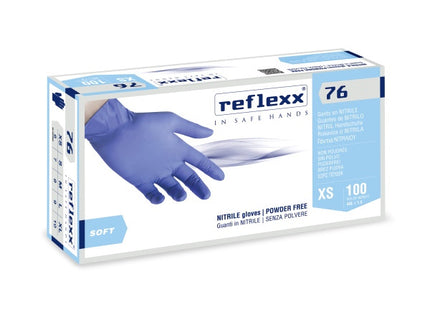 GUANTI REFLEXX MOD. R76 IN NITRILE COLORE AZZURRO CONF.DA PZ.100 TG S